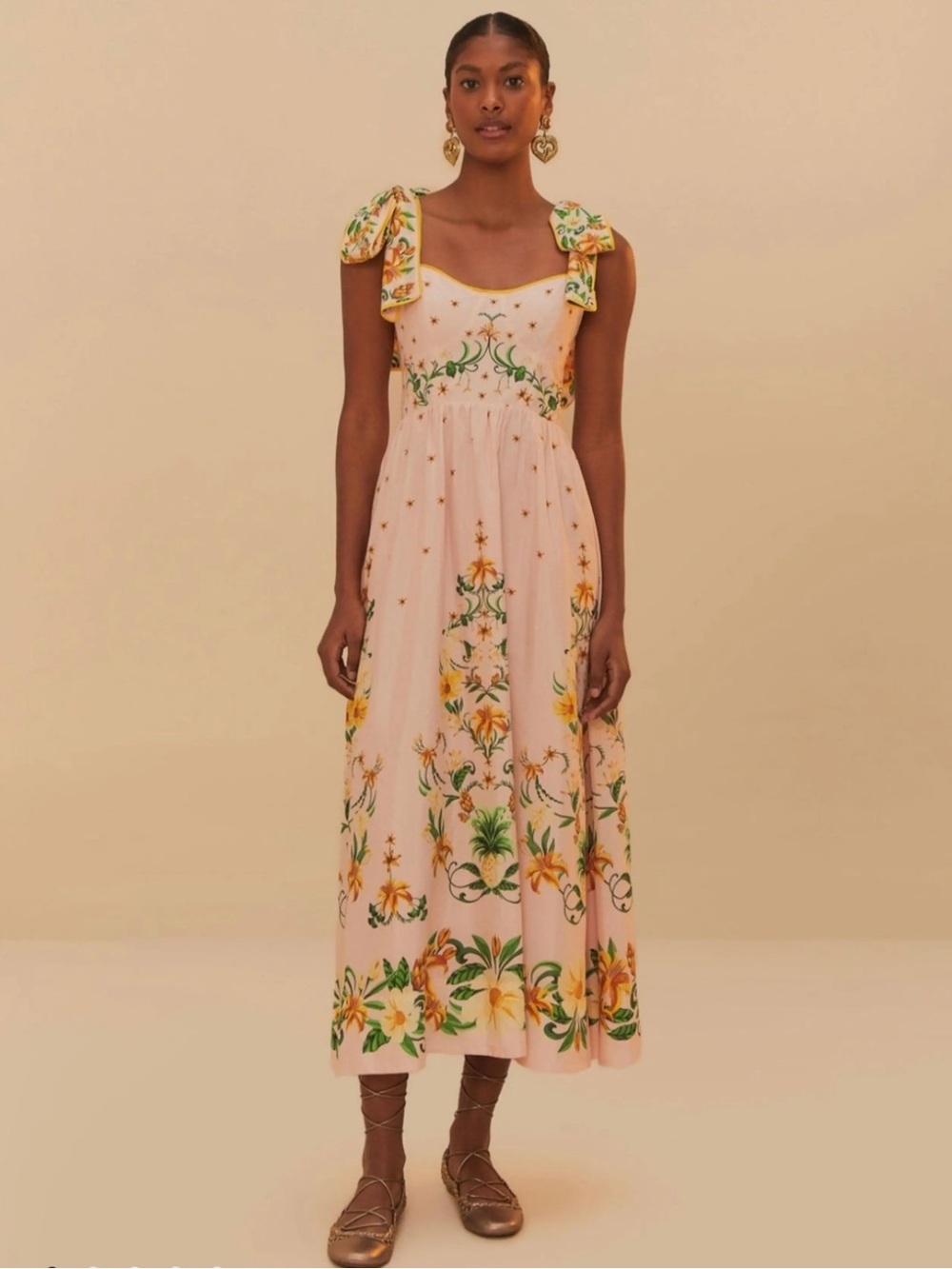 New Farm Rio Botanical Beauty Pink Maxi Dress - size small